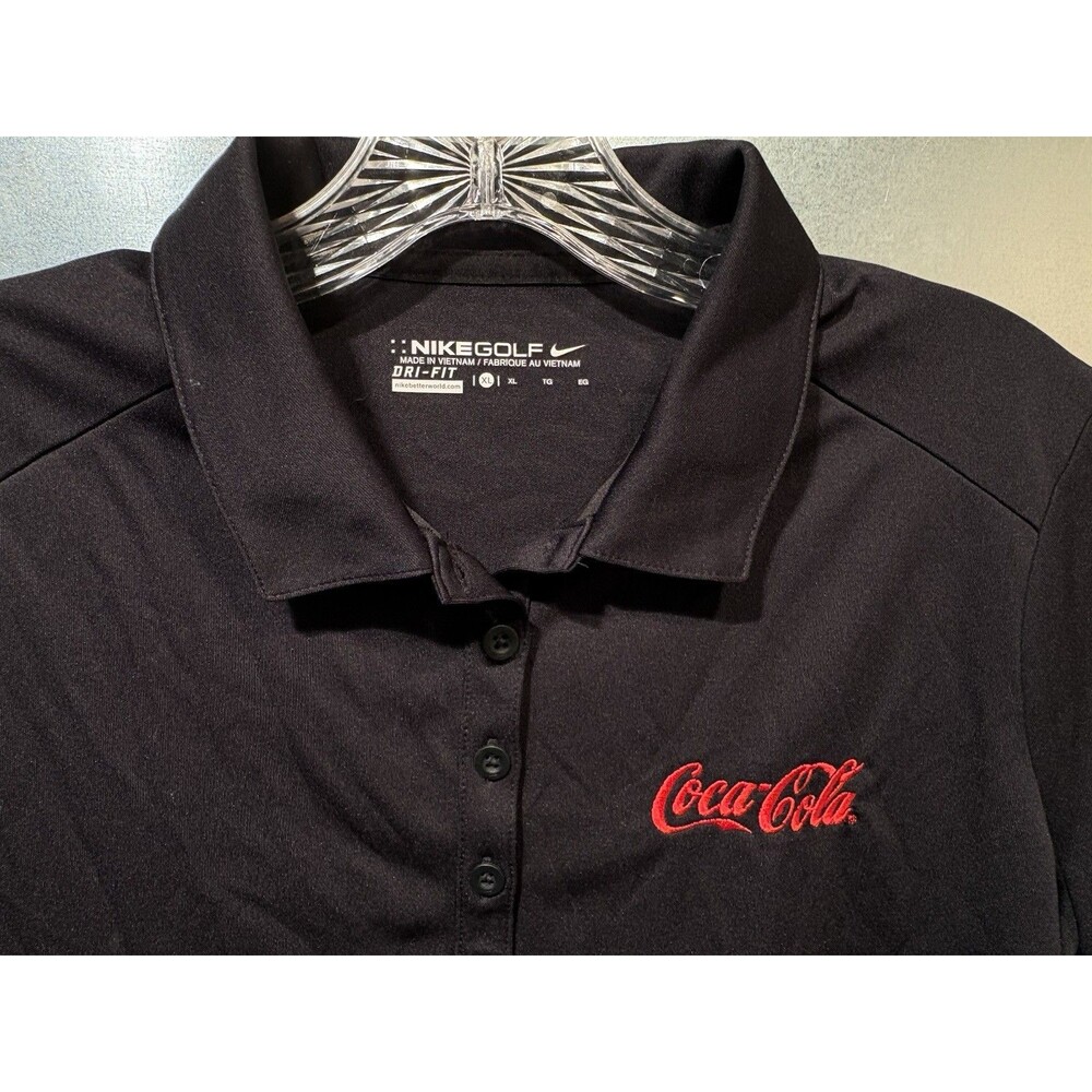COCA COLA Polo Nike Golf Dri-Fit Stay Cool Womens XL Black 5 Button NEW w/TAGS